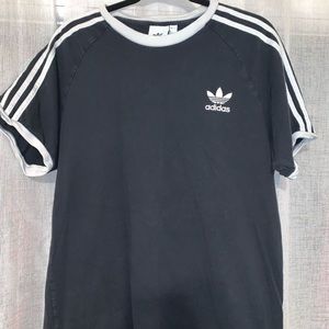 Adidas striped black tee shirt
